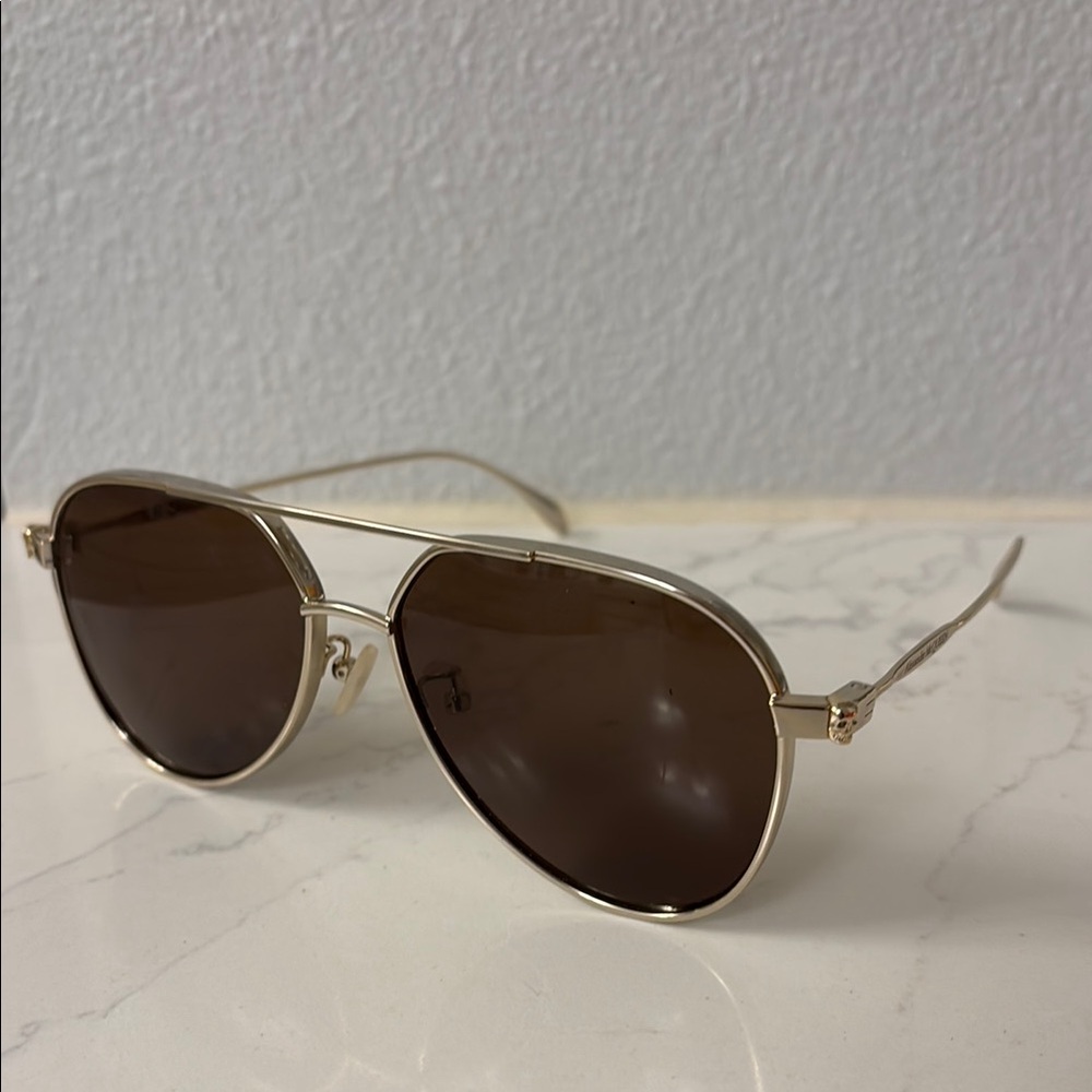 Alexander McQueen Aviator Sunglasses with Brown Lenses